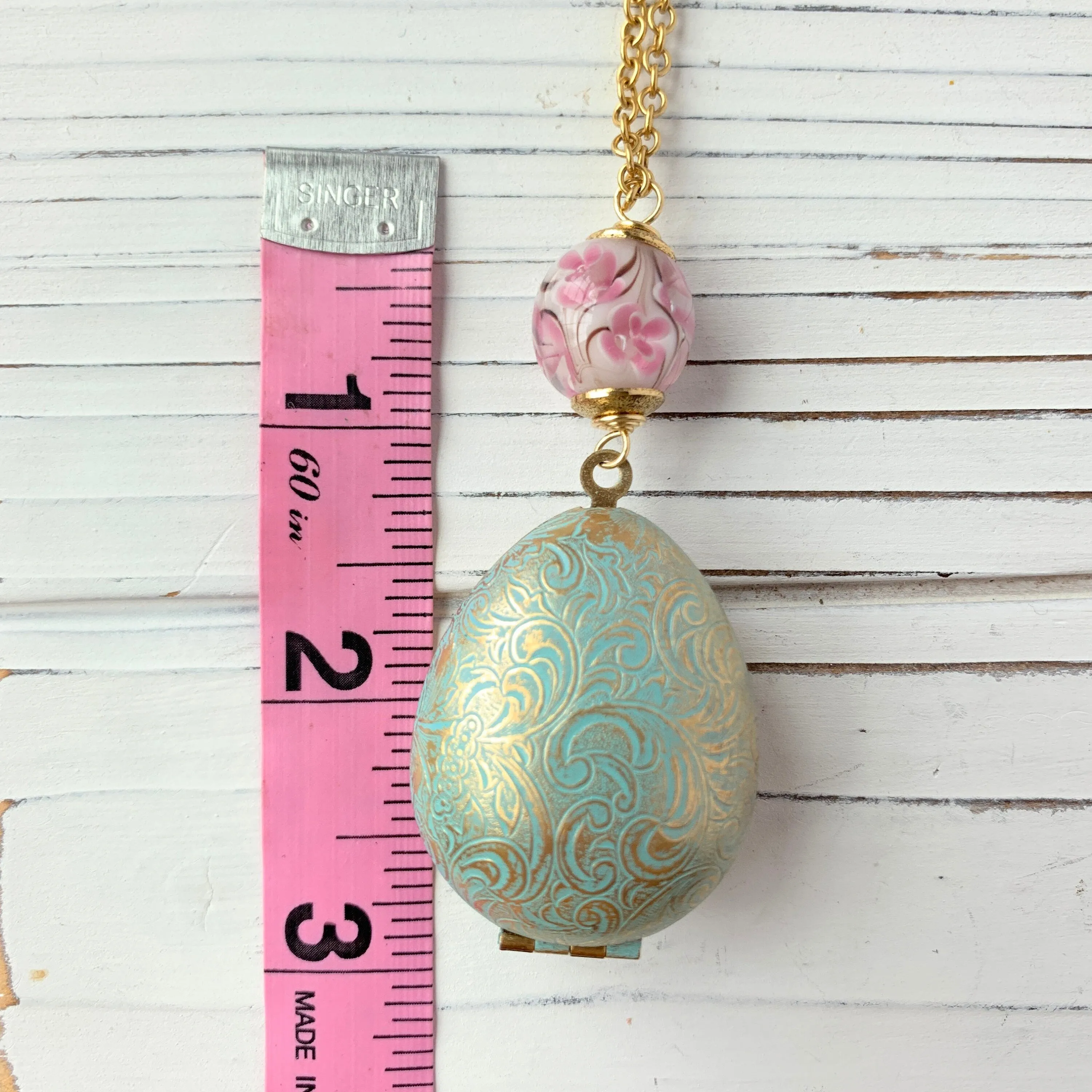 Easter Egg Etched Locket Necklace