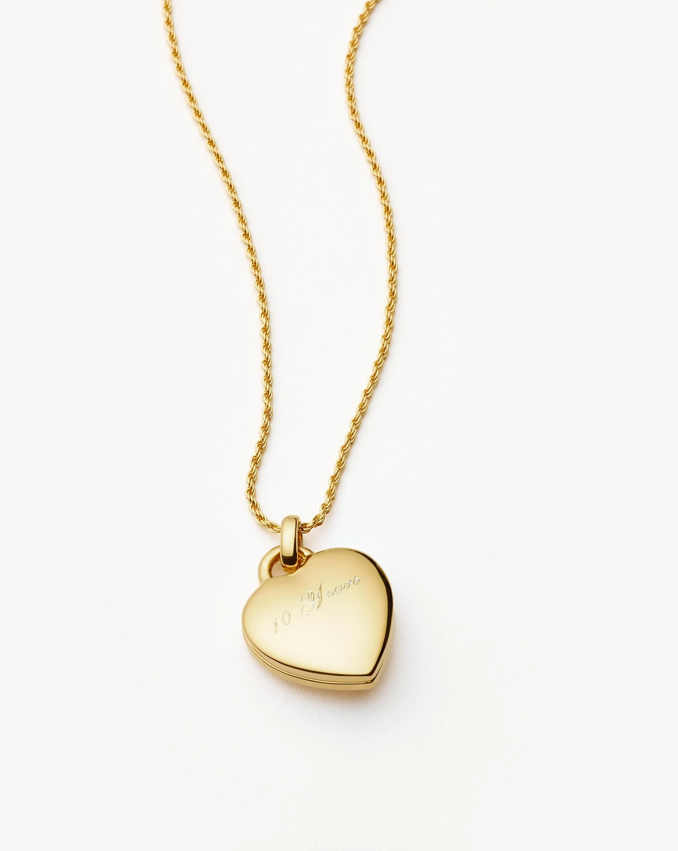 Engravable Heart Ridge Locket Pendant Necklace | 18ct Gold Vermeil/Rainbow Moonstone