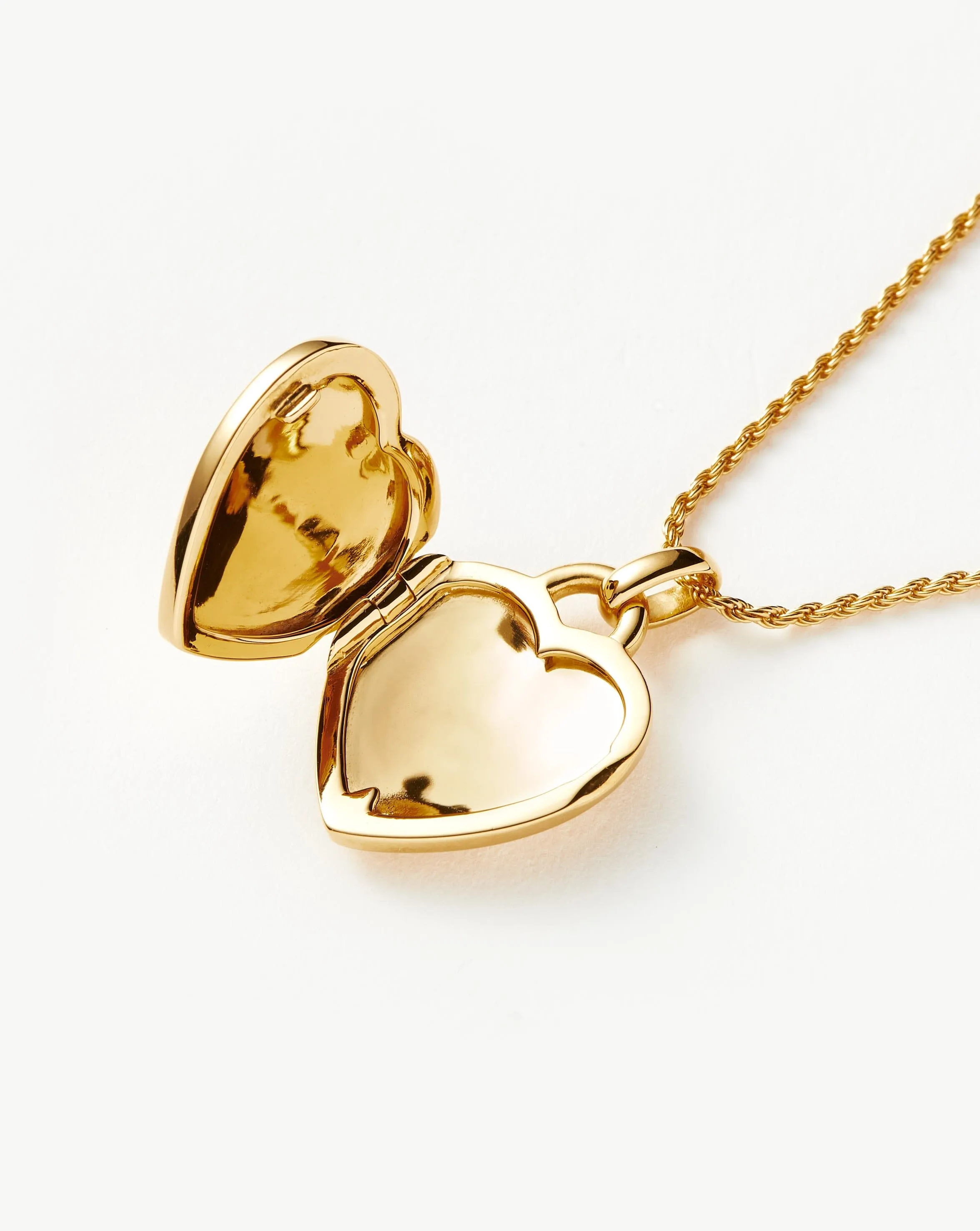 Engravable Heart Ridge Locket Pendant Necklace | 18ct Gold Vermeil/Rainbow Moonstone