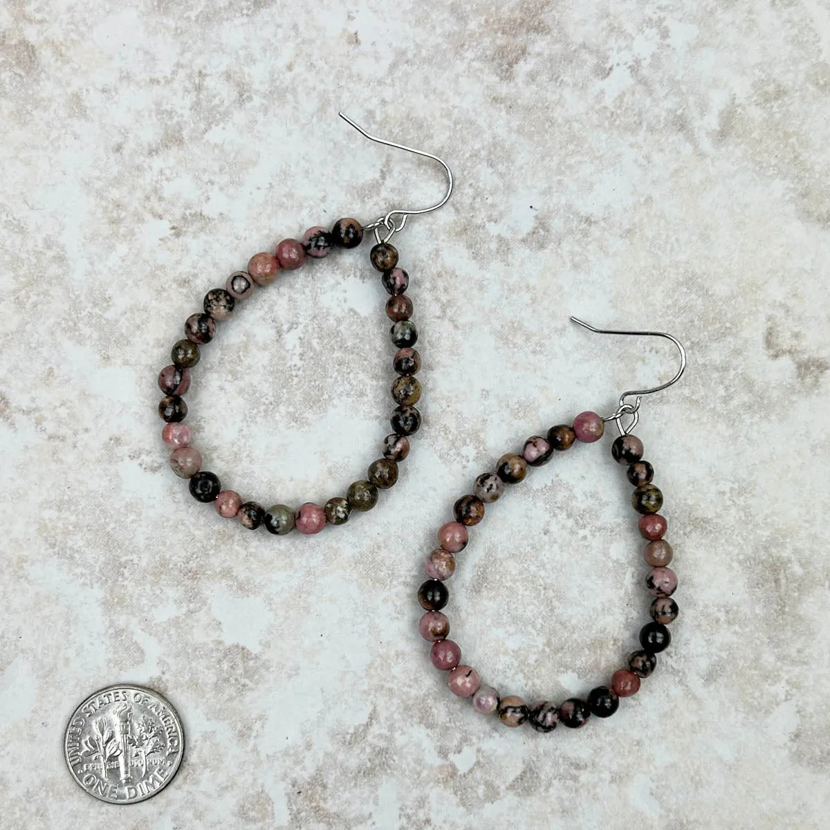 ERZ210805 -04-07  Turquoise Stone Teardrop Hoop Earrings