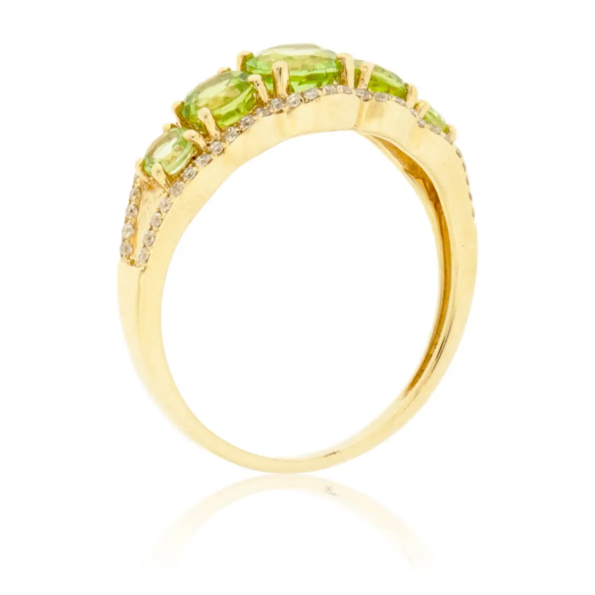 Five Stone Peridot & Diamond Ring