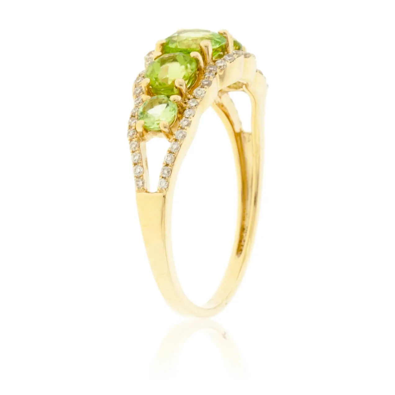Five Stone Peridot & Diamond Ring