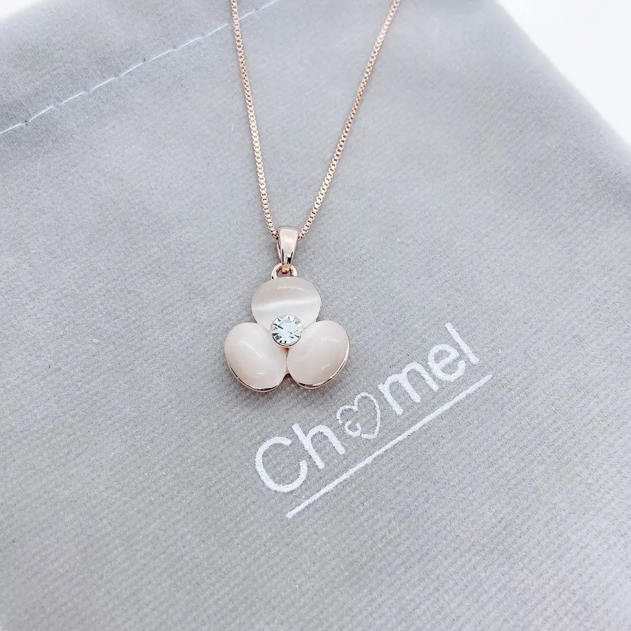Flower Simulated Moonstone Necklace