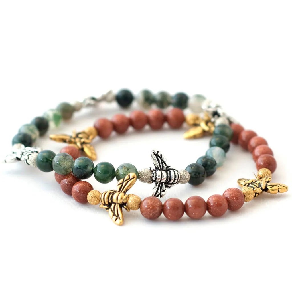 Fly Charms Gemstone Bracelet