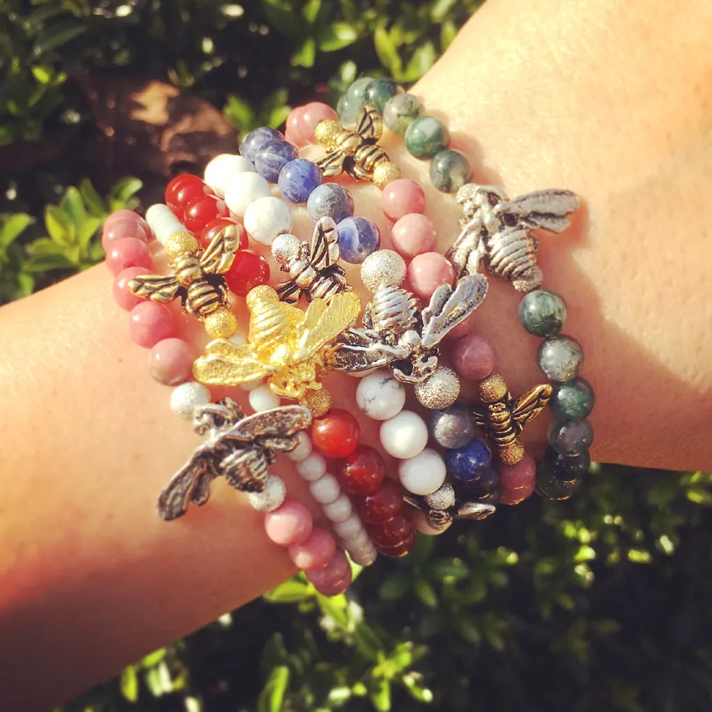 Fly Charms Gemstone Bracelet