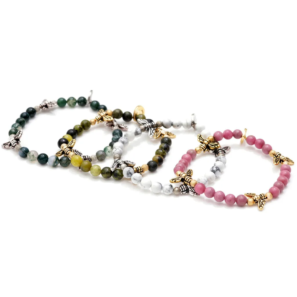 Fly Charms Gemstone Bracelet