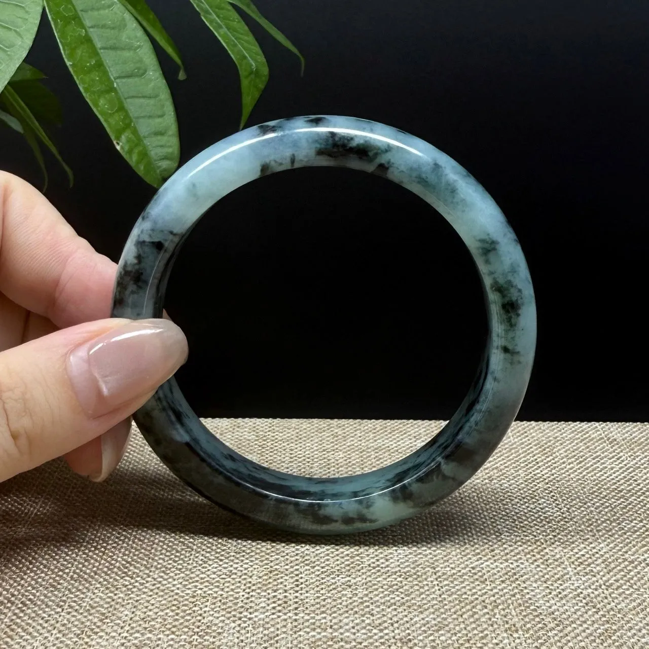 Genuine Burmese Blue Green Jade Jadeite Bangle Bracelet ( 58mm）