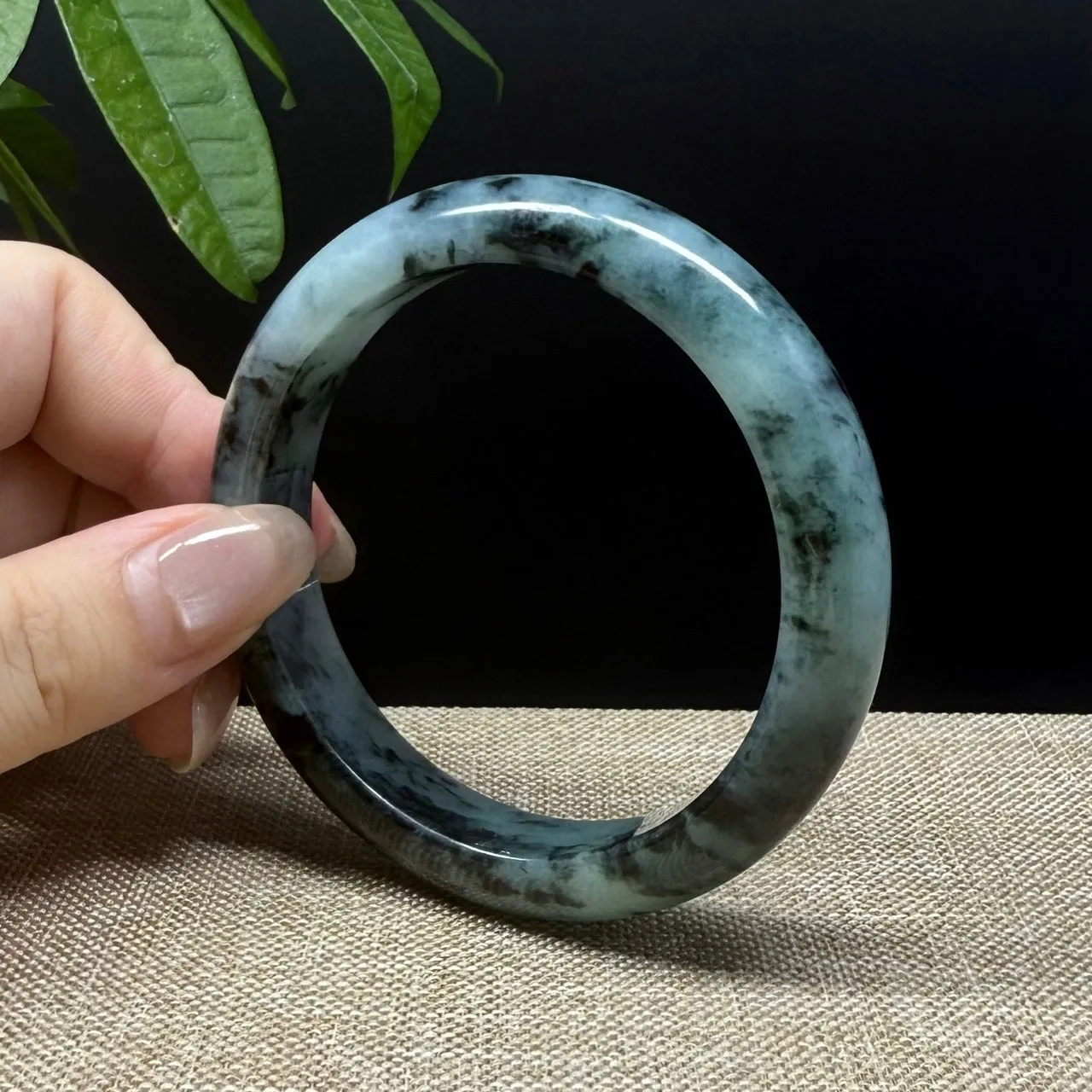 Genuine Burmese Blue Green Jade Jadeite Bangle Bracelet ( 58mm）