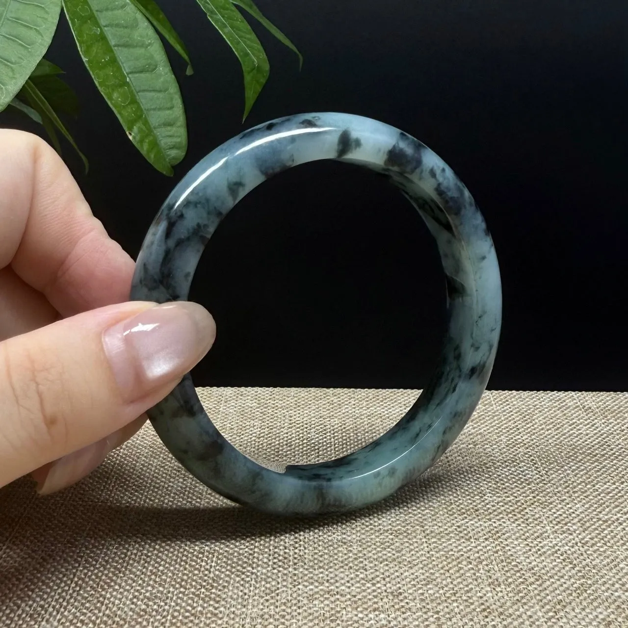Genuine Burmese Blue Green Jade Jadeite Bangle Bracelet ( 58mm）
