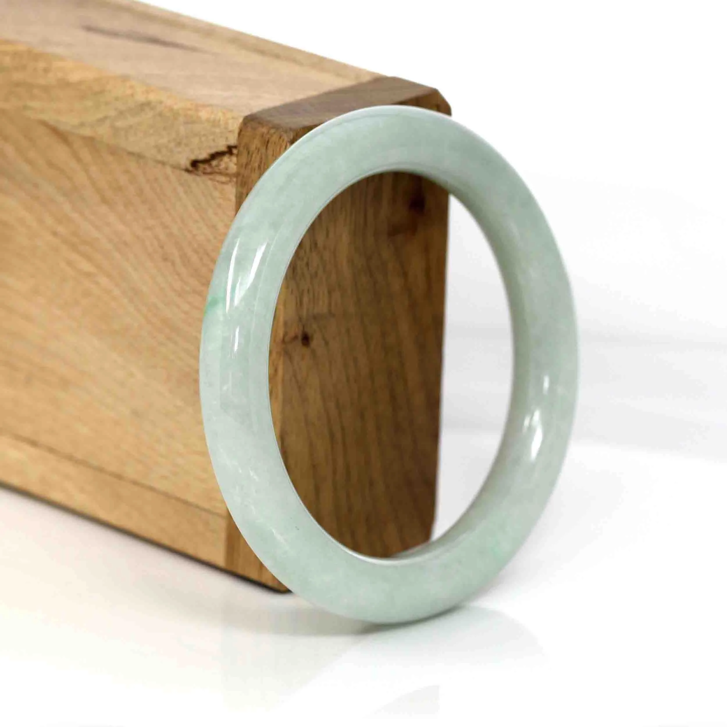 Genuine Burmese Green Jadeite Jade Bangle Bracelet (53.33 mm) #338