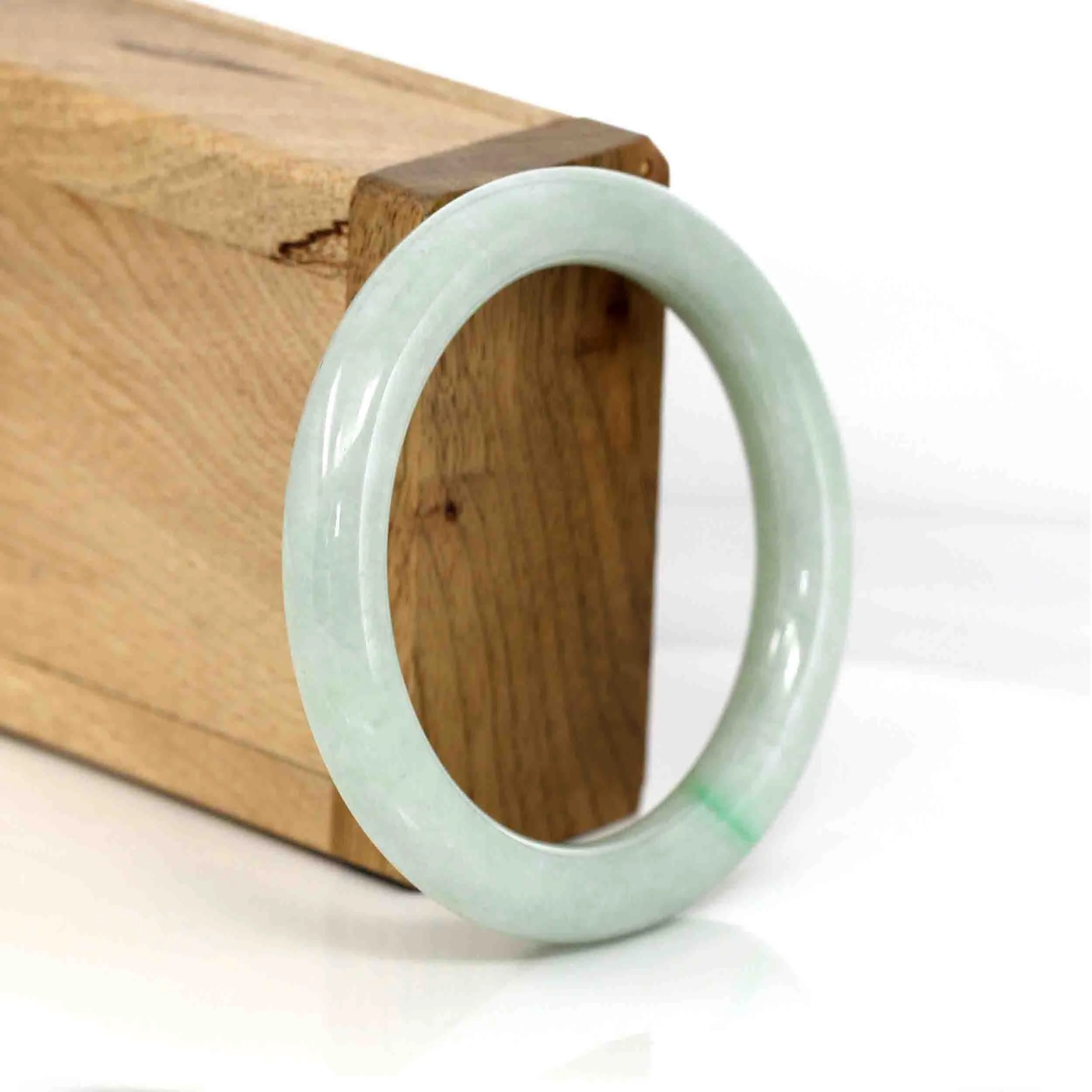 Genuine Burmese Green Jadeite Jade Bangle Bracelet (53.33 mm) #338