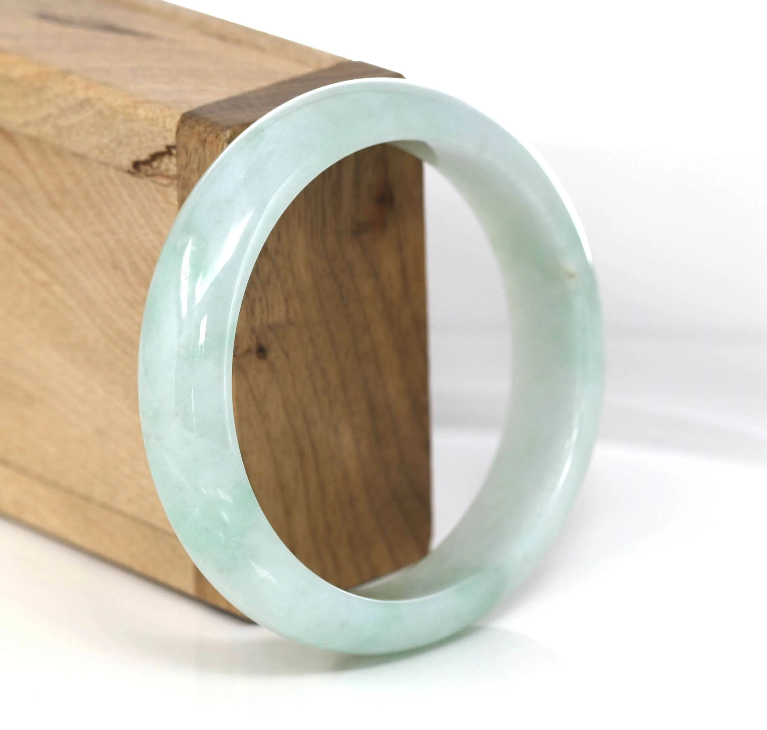Genuine Burmese Green Jadeite Jade Bangle Bracelet (57.72 mm) #457