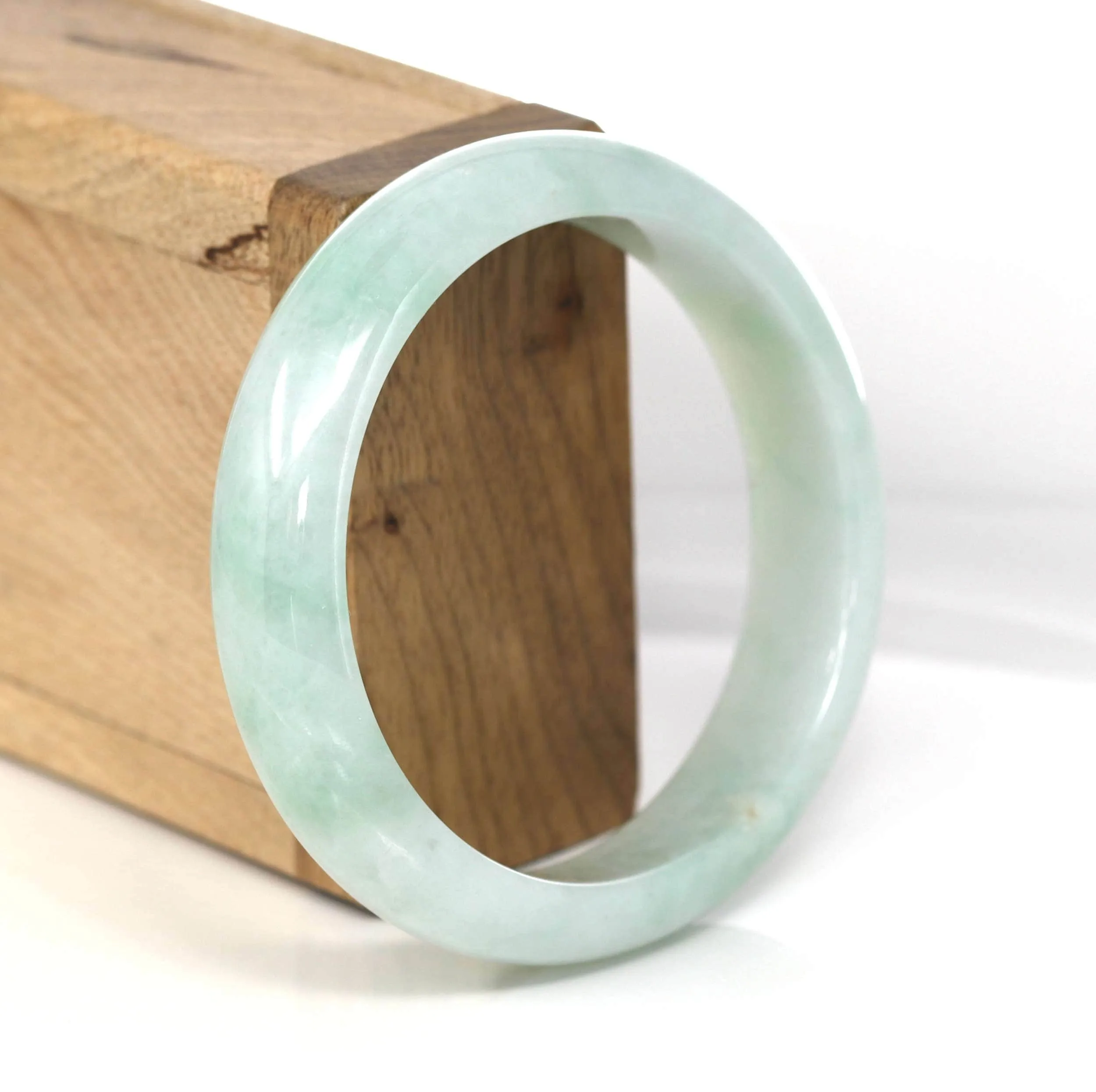 Genuine Burmese Green Jadeite Jade Bangle Bracelet (57.72 mm) #457