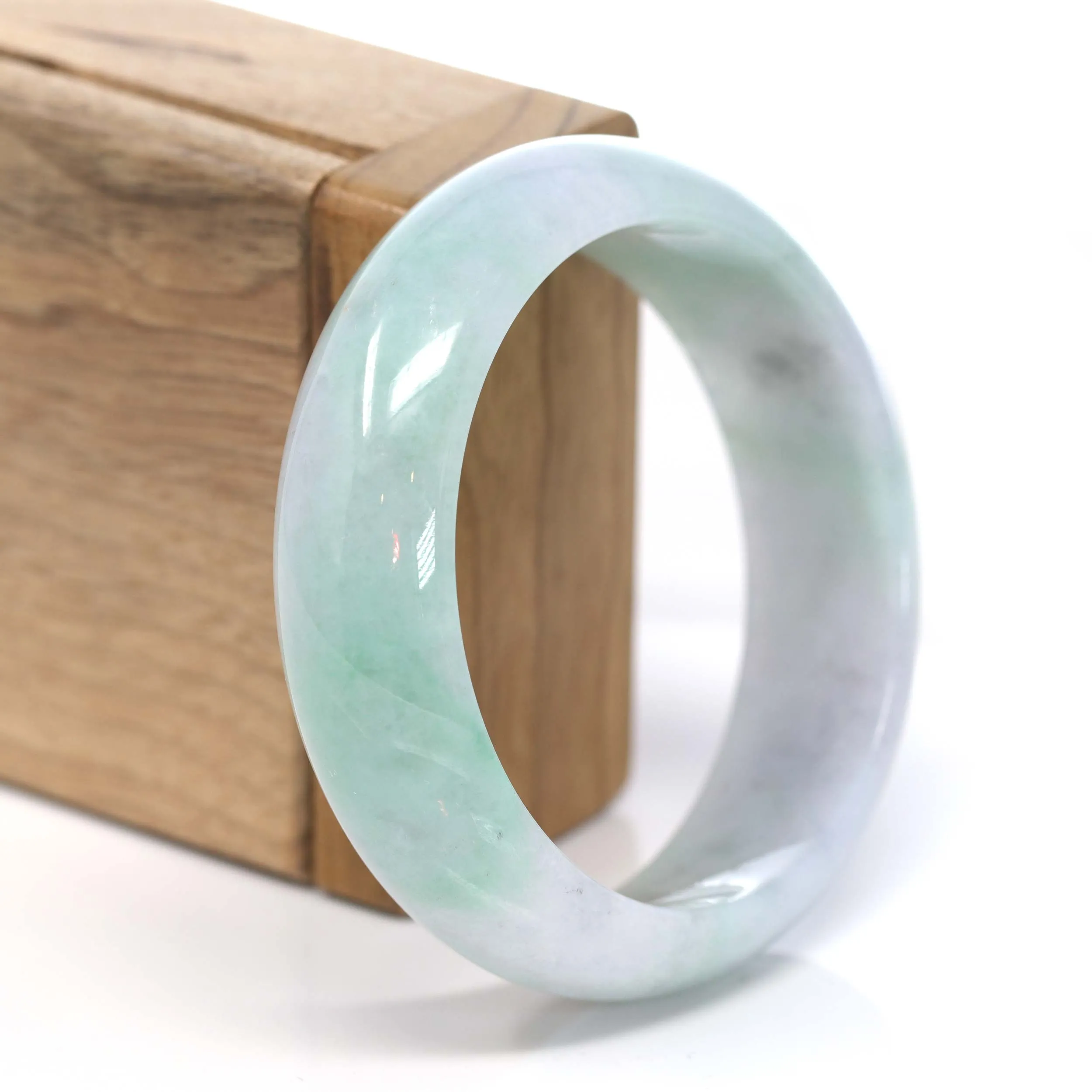 Genuine Burmese Lavender & Green Jadeite Jade Bangle Bracelet (57.63 mm) #207