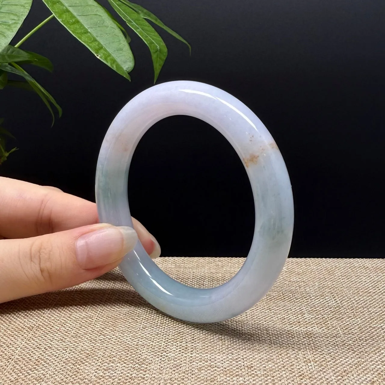 Genuine Burmese Lavender Green Jade Jadeite Bangle Bracelet ( 56.2mm )