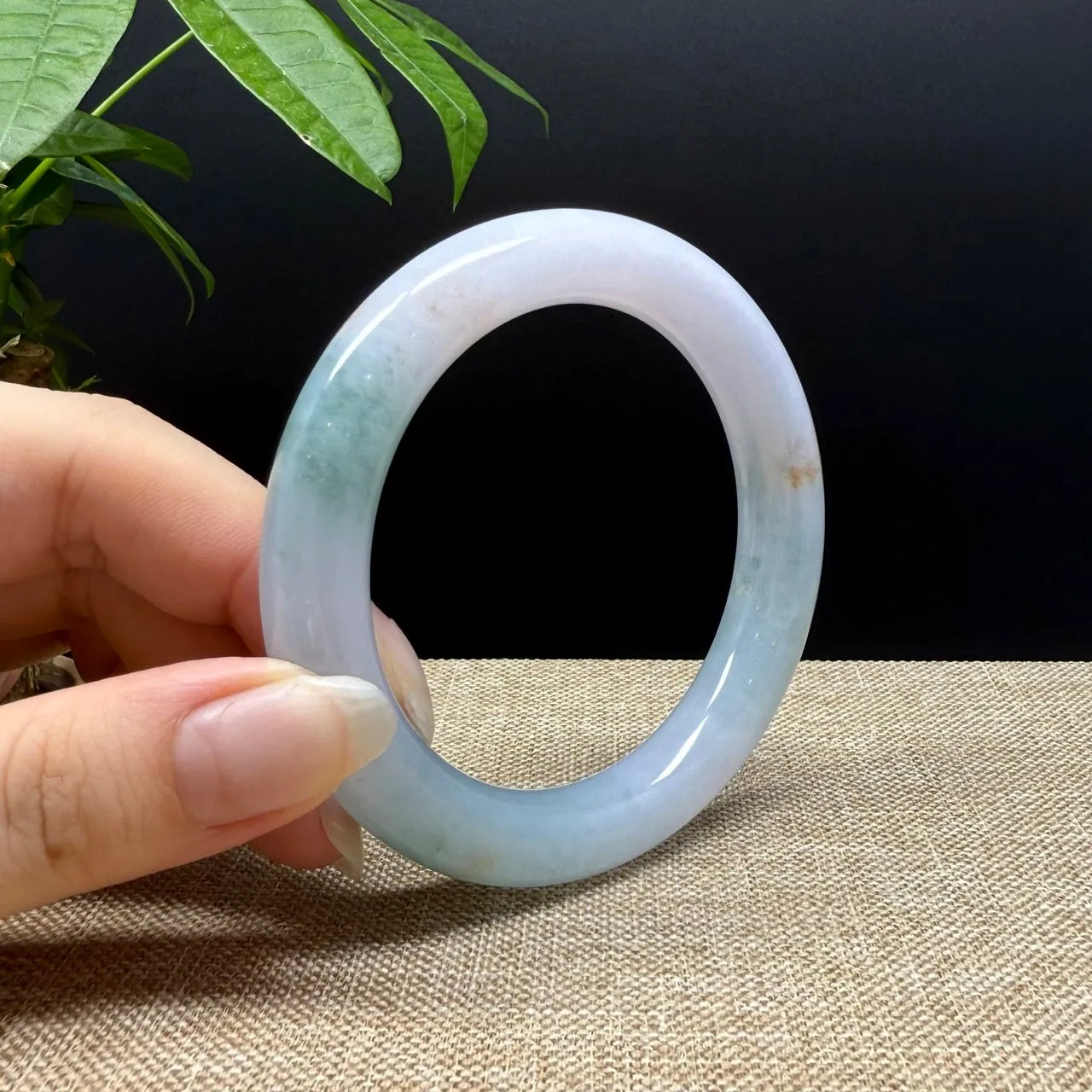 Genuine Burmese Lavender Green Jade Jadeite Bangle Bracelet ( 56.2mm )