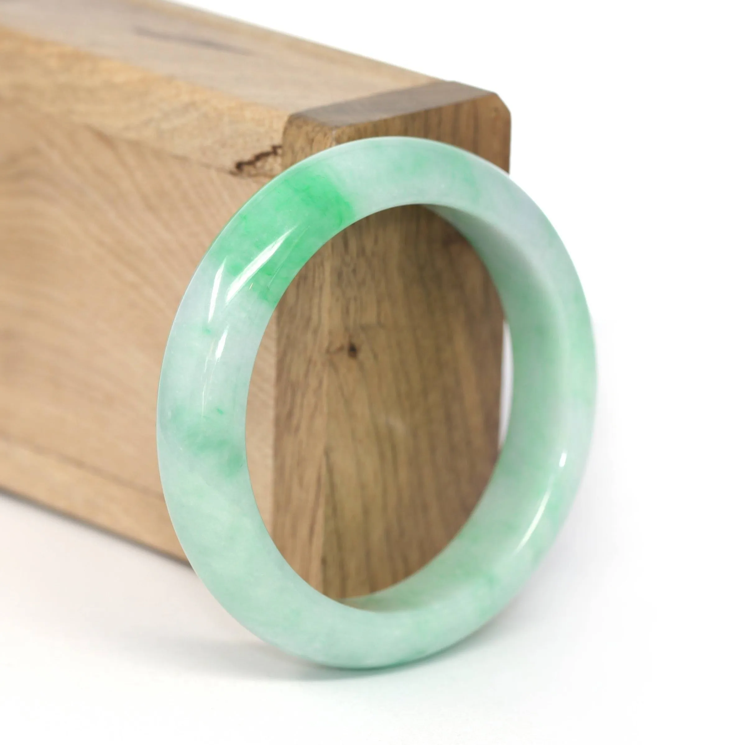 Genuine Burmese Vibrant Green Jadeite Jade Bangle Bracelet (53 mm) #236