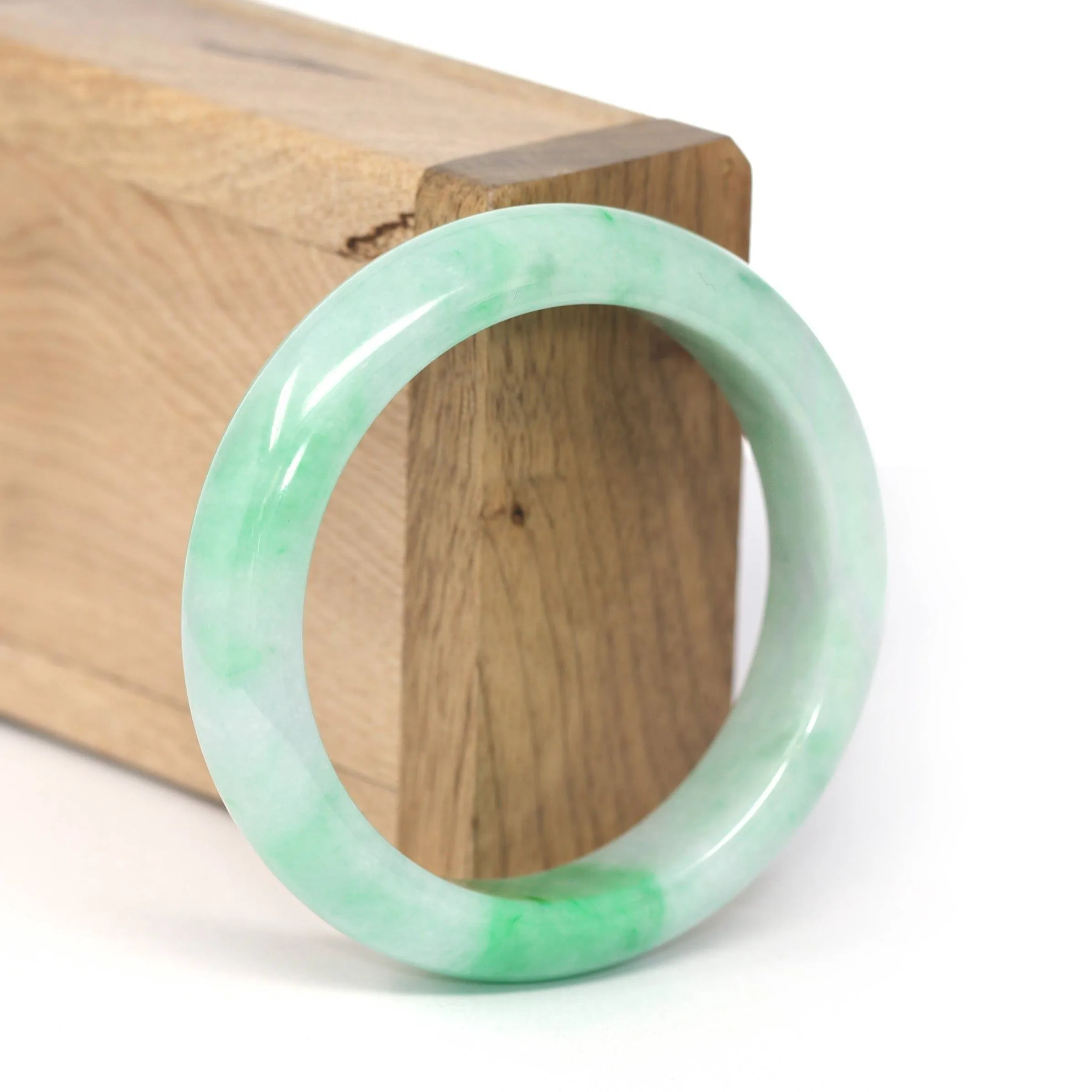 Genuine Burmese Vibrant Green Jadeite Jade Bangle Bracelet (53 mm) #236
