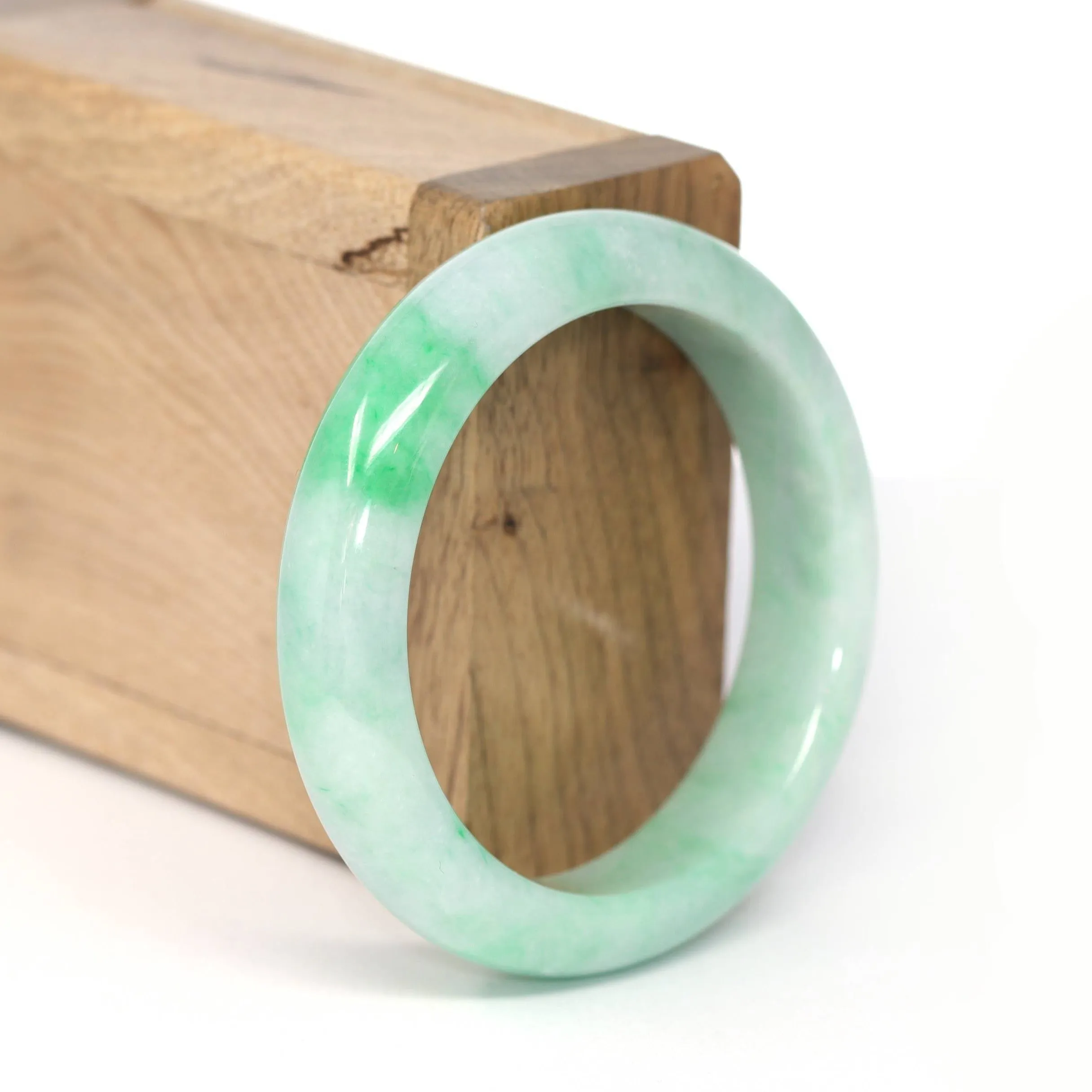 Genuine Burmese Vibrant Green Jadeite Jade Bangle Bracelet (53 mm) #236