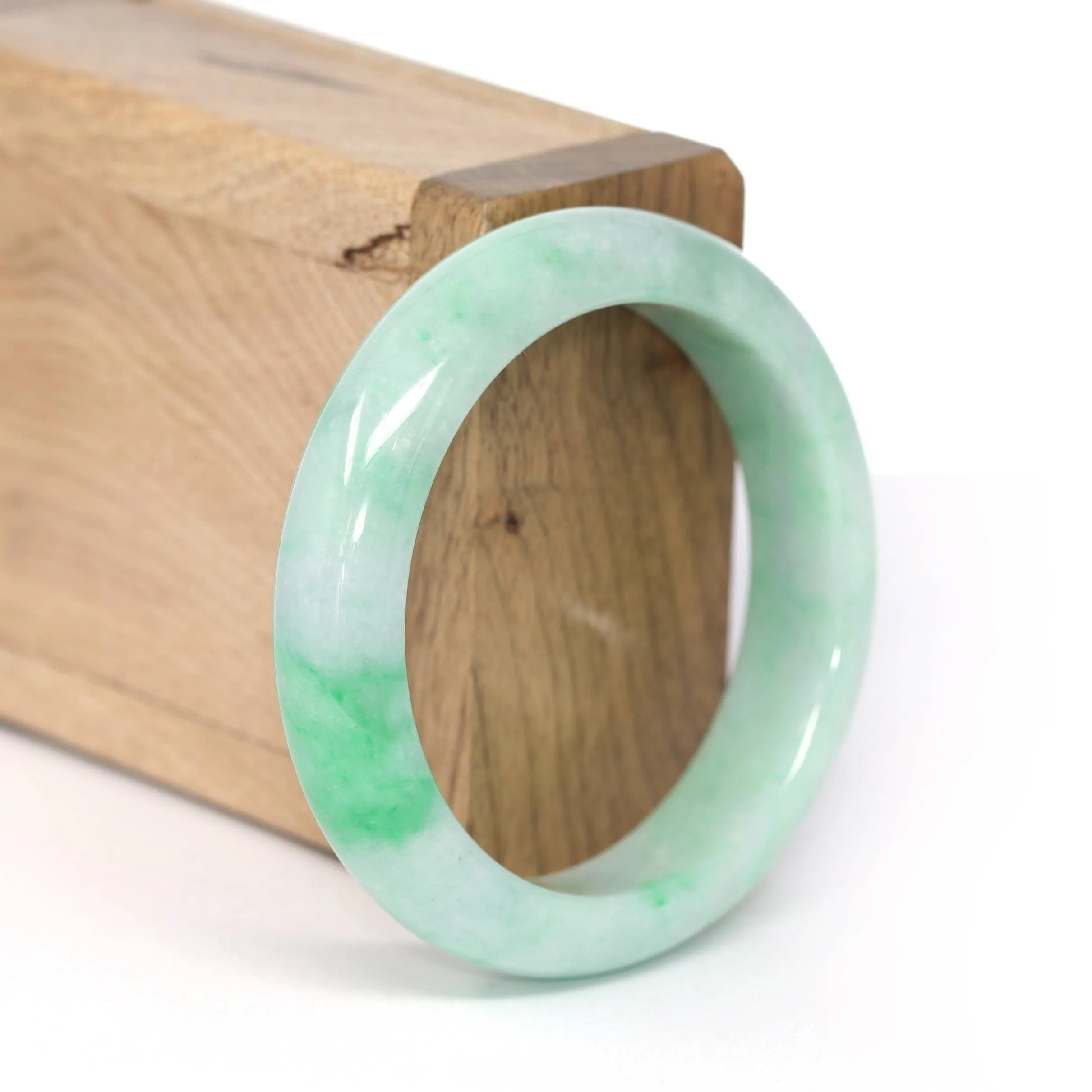 Genuine Burmese Vibrant Green Jadeite Jade Bangle Bracelet (53 mm) #236