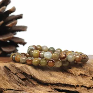 Genuine Jadeite Jade Round Red Beads Bracelet (7.5mm)