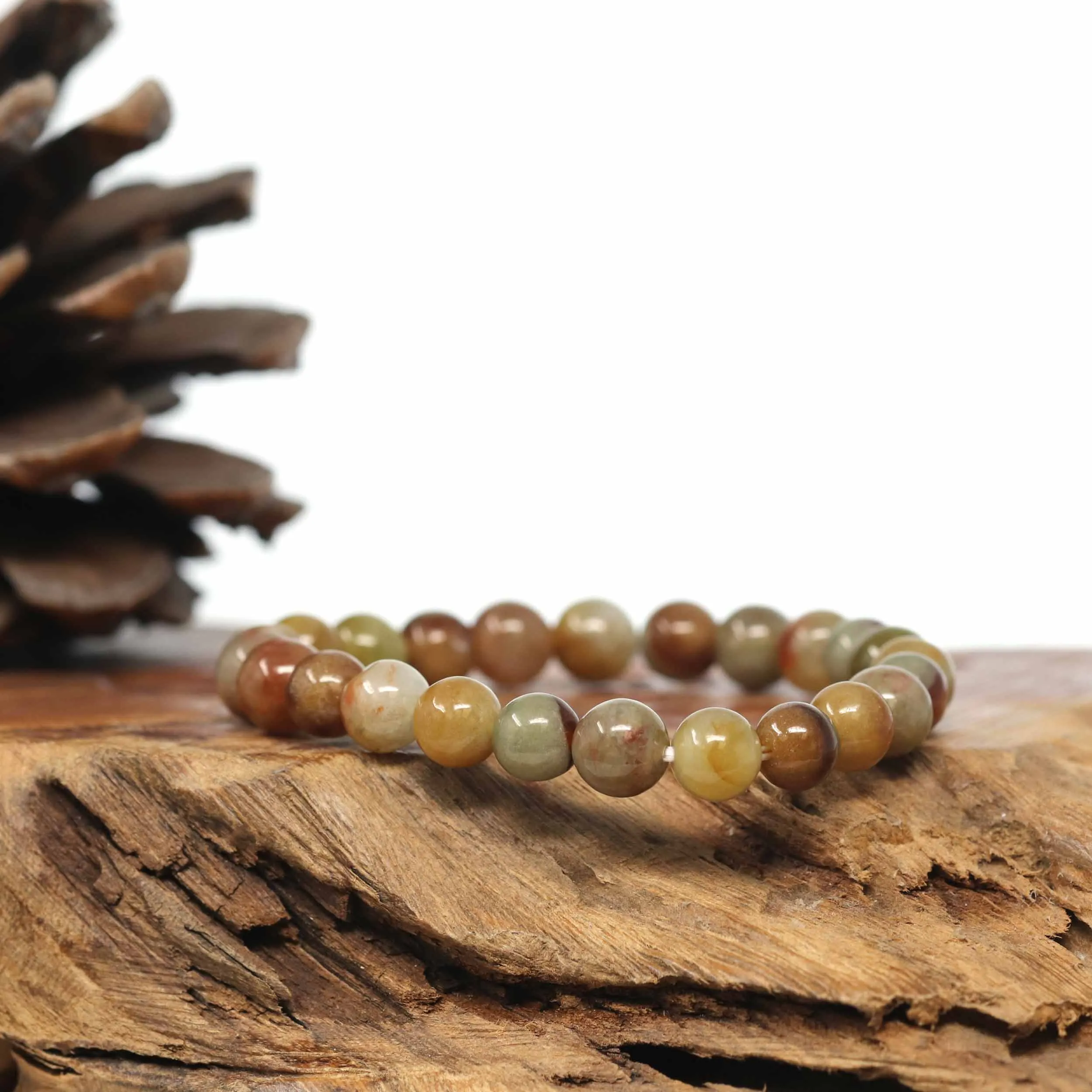 Genuine Jadeite Jade Round Red Beads Bracelet (7.5mm)