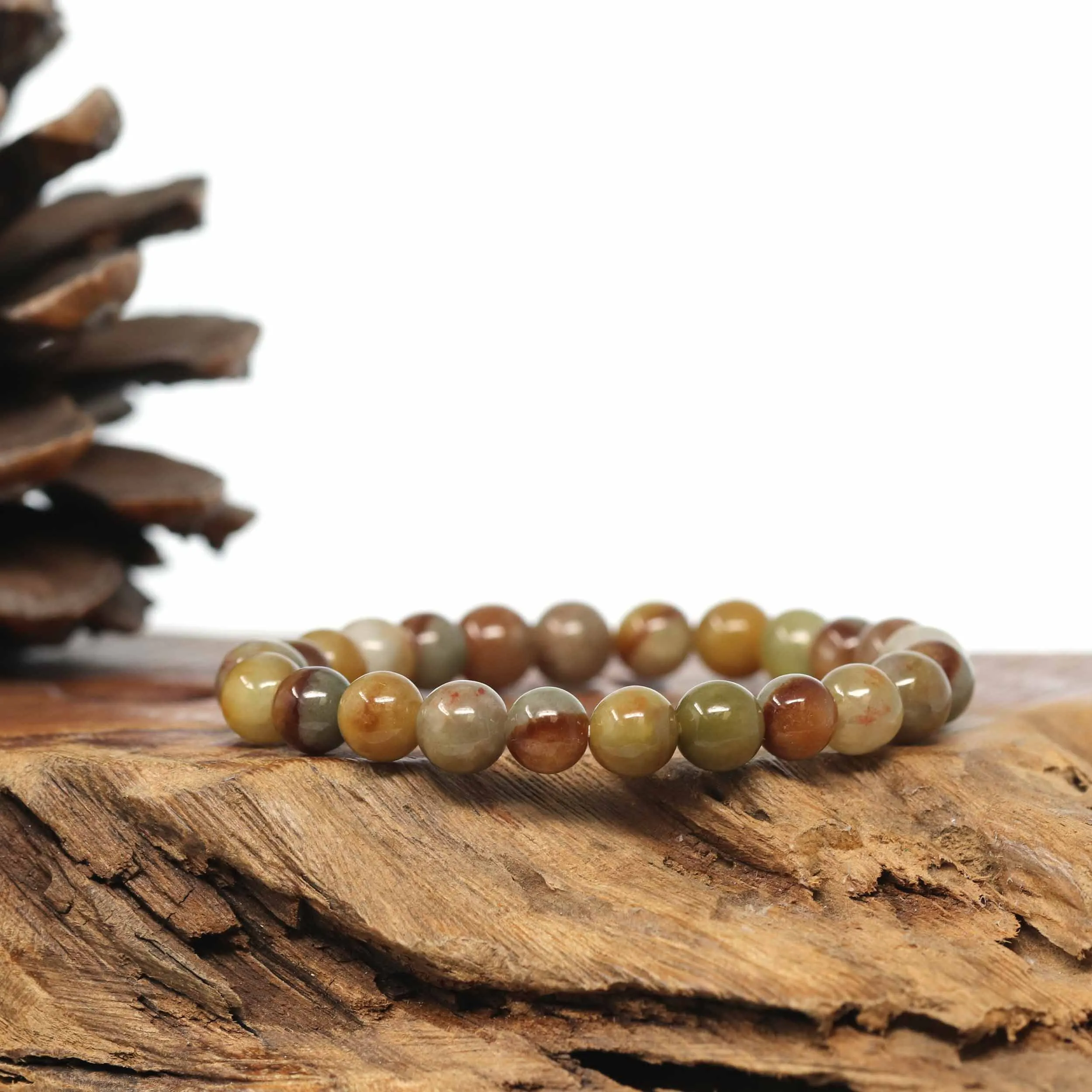 Genuine Jadeite Jade Round Red Beads Bracelet (7.5mm)