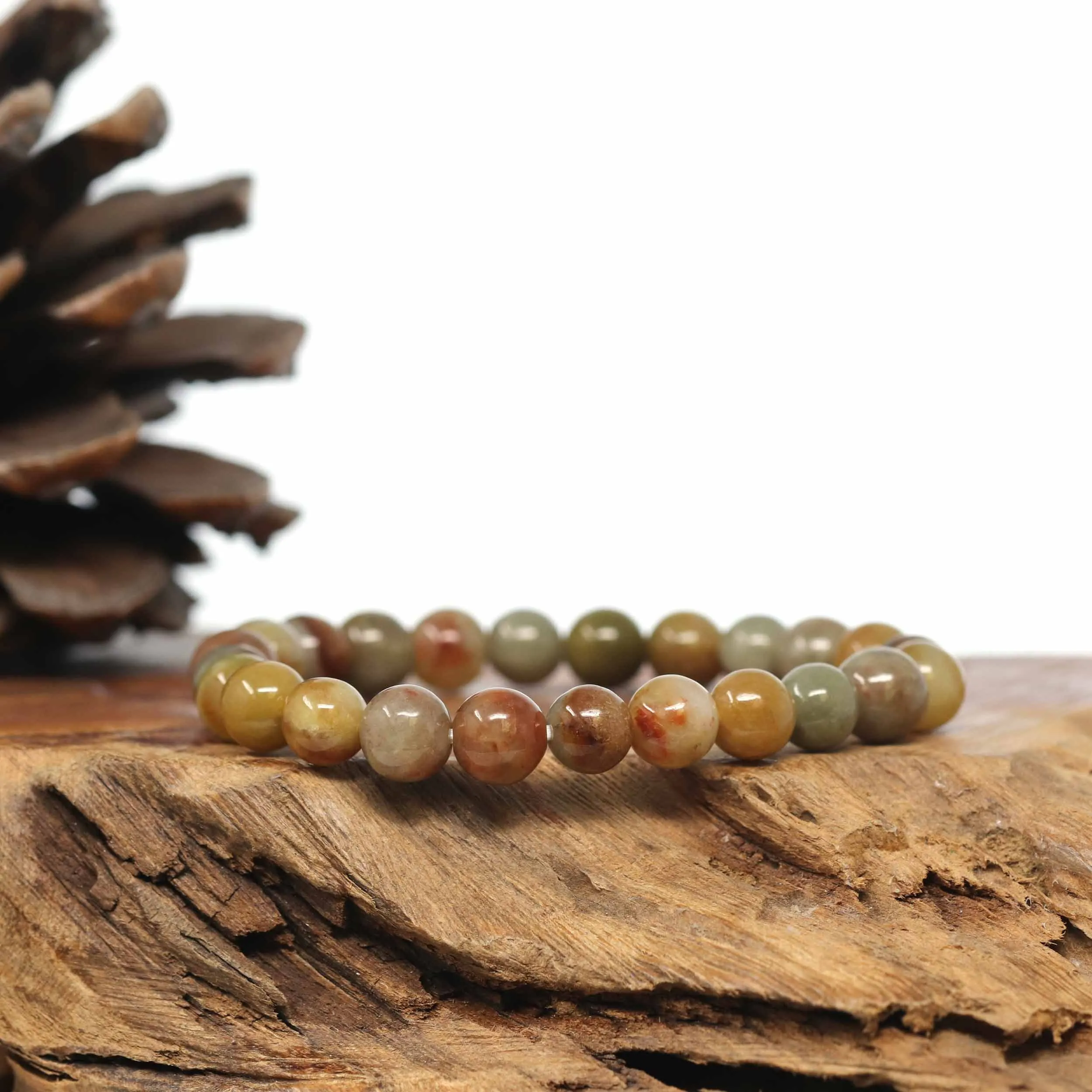 Genuine Jadeite Jade Round Red Beads Bracelet (7.5mm)