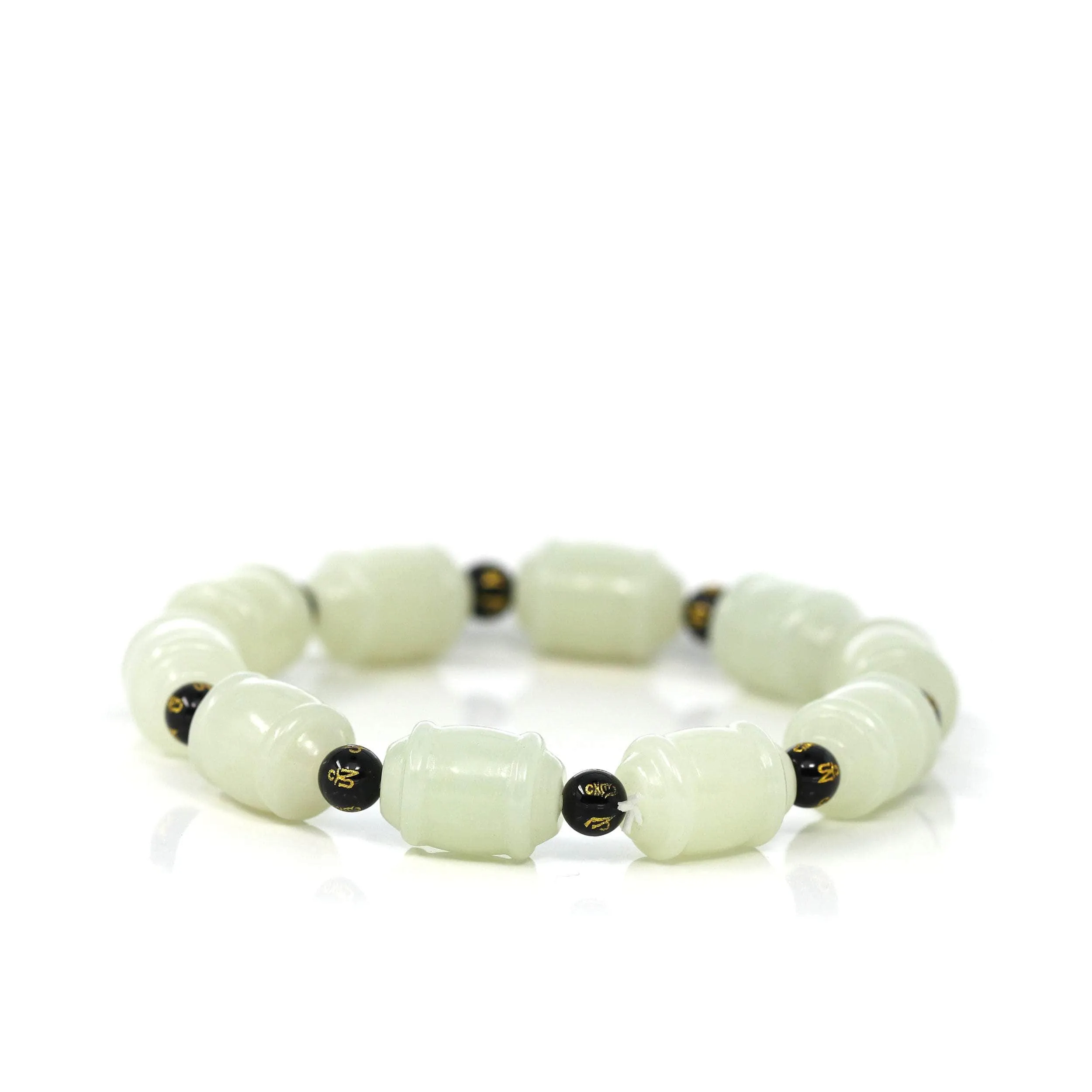 Genuine Nephrite Jade Buddha Symbol TongTong Men's Bracelet