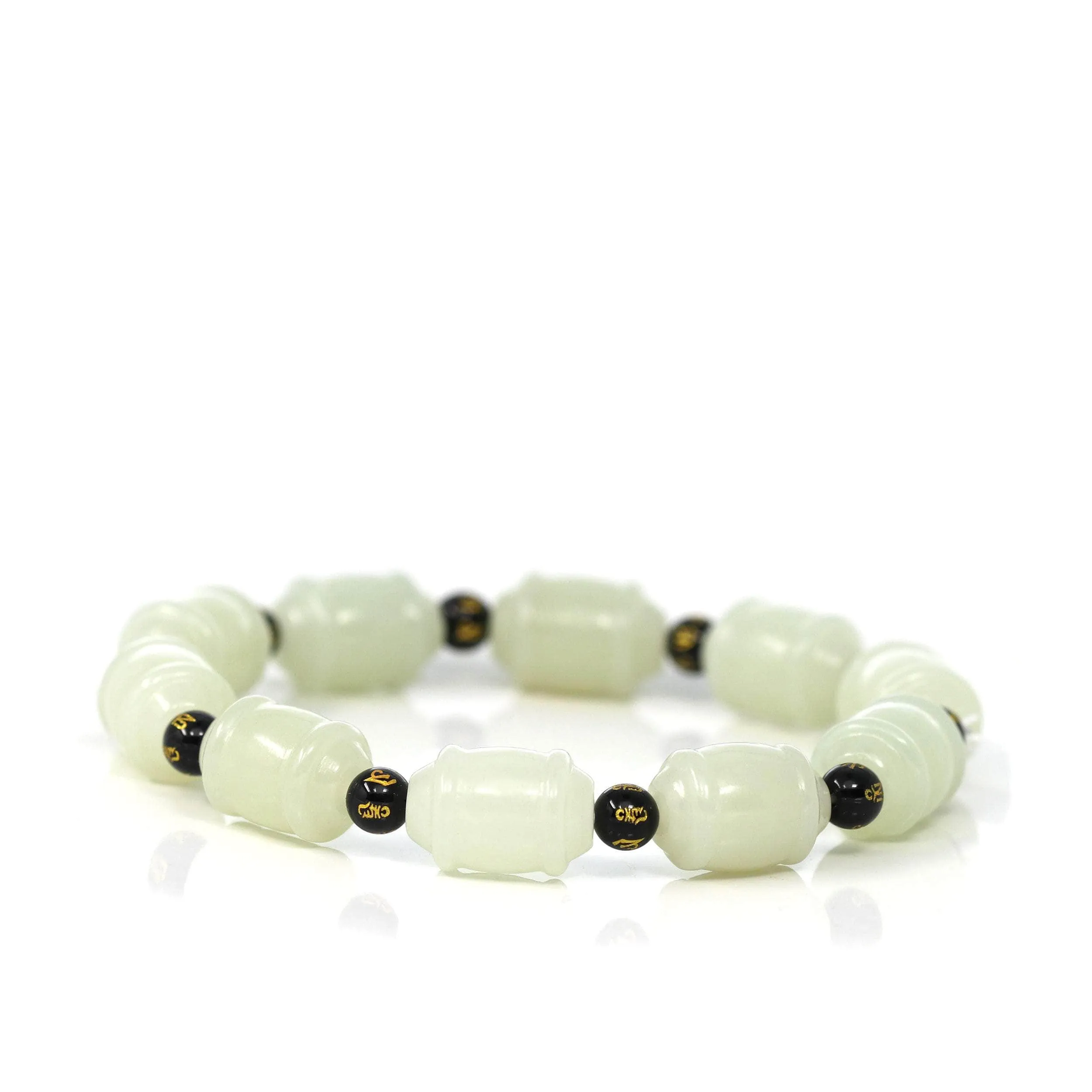 Genuine Nephrite Jade Buddha Symbol TongTong Men's Bracelet
