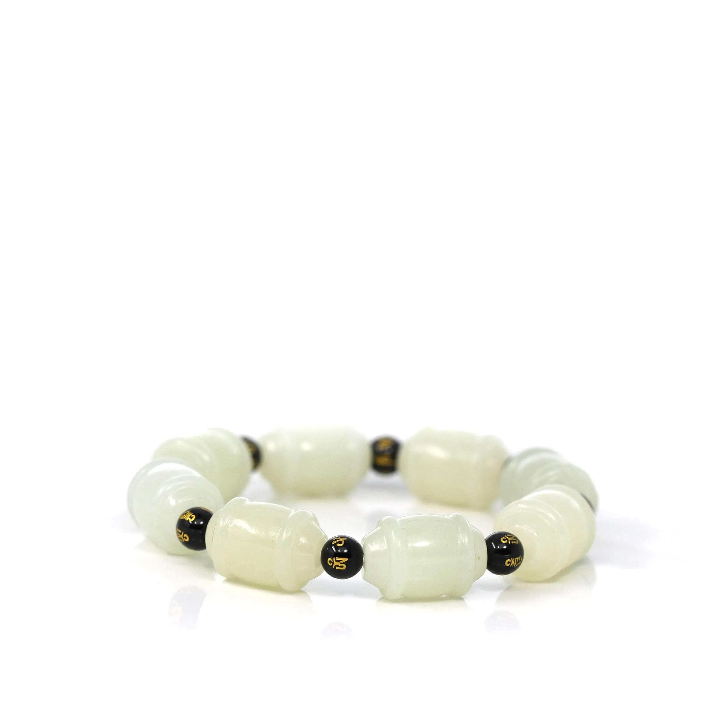 Genuine Nephrite Jade Buddha Symbol TongTong Men's Bracelet