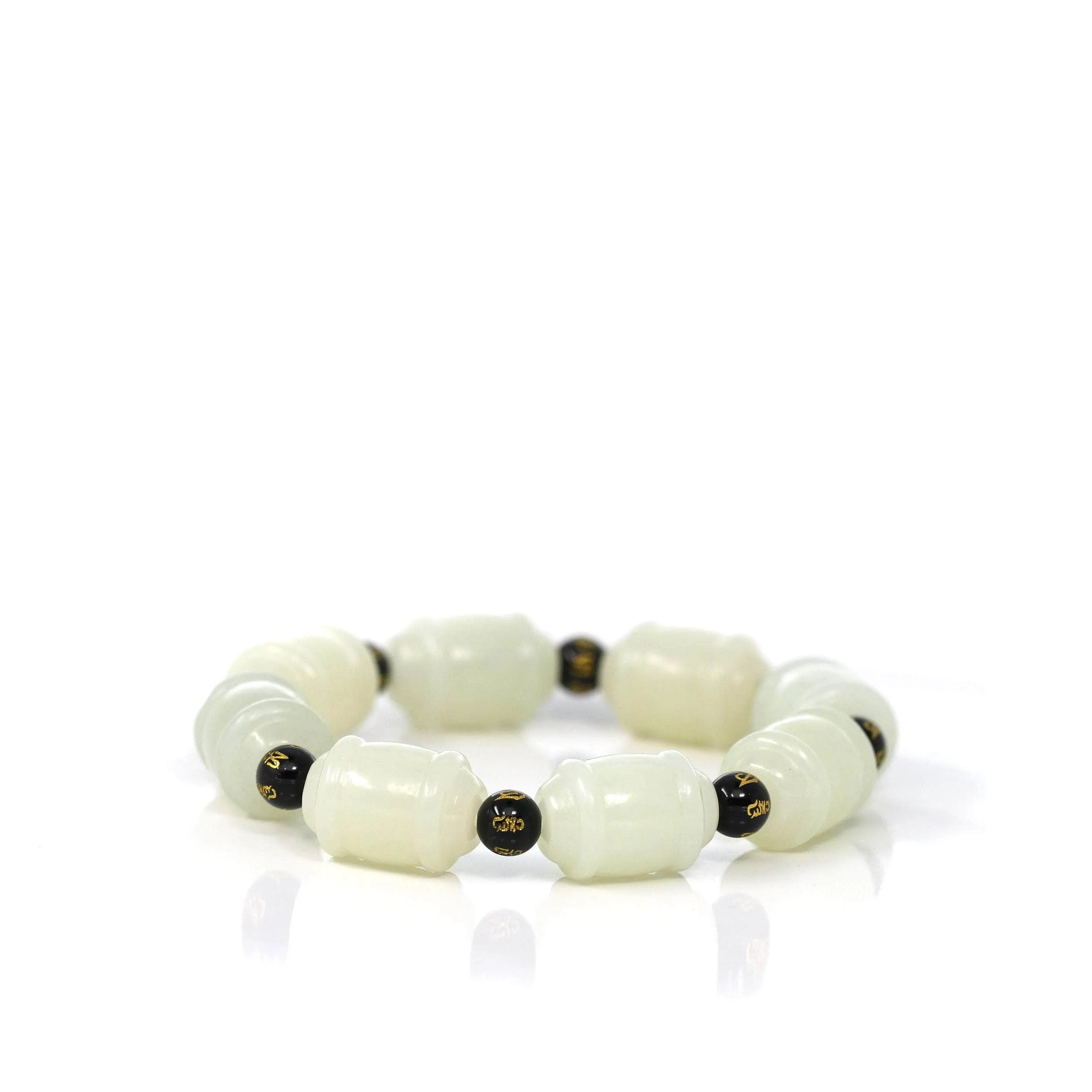Genuine Nephrite Jade Buddha Symbol TongTong Men's Bracelet