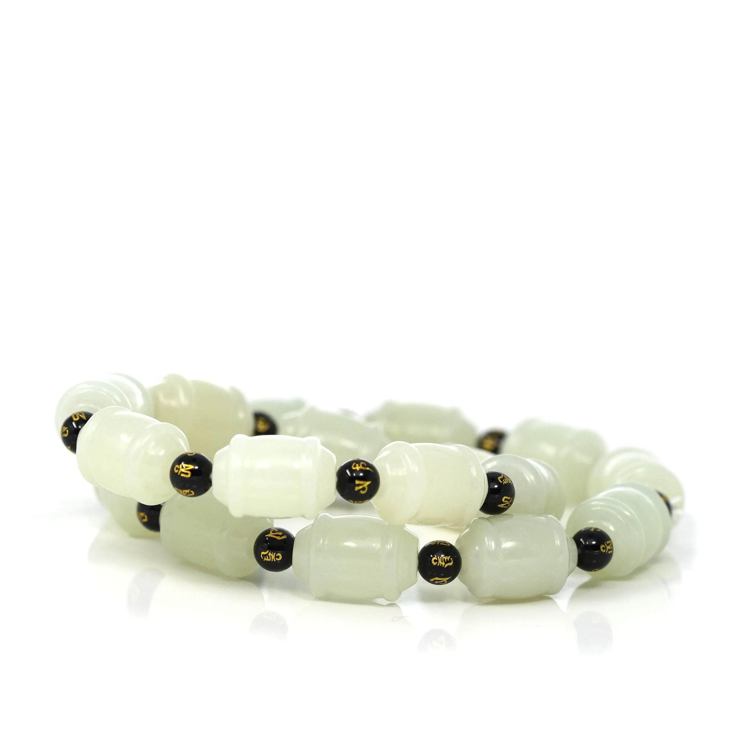 Genuine Nephrite Jade Buddha Symbol TongTong Men's Bracelet