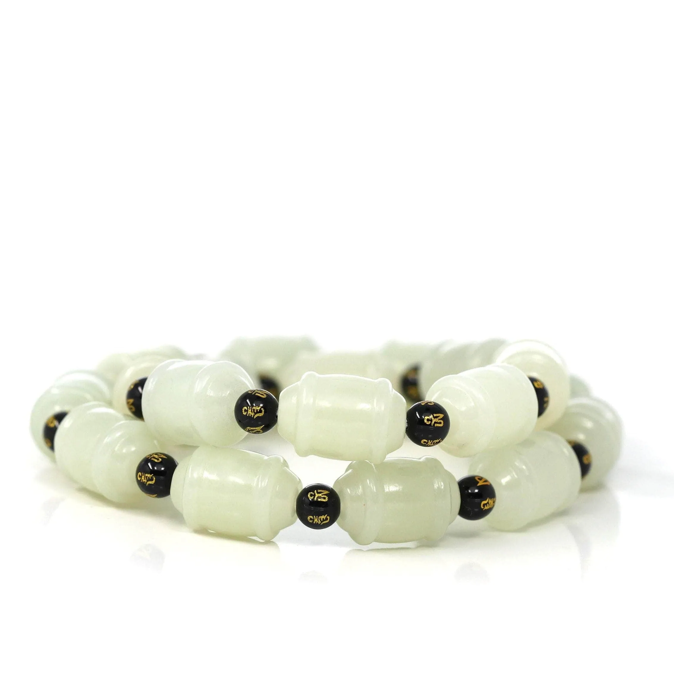 Genuine Nephrite Jade Buddha Symbol TongTong Men's Bracelet
