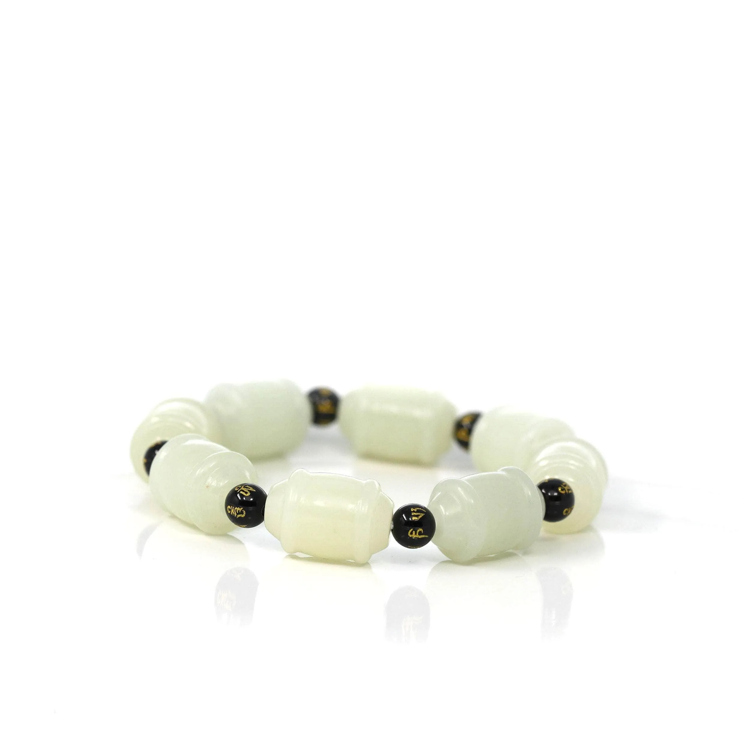 Genuine Nephrite Jade Buddha Symbol TongTong Men's Bracelet