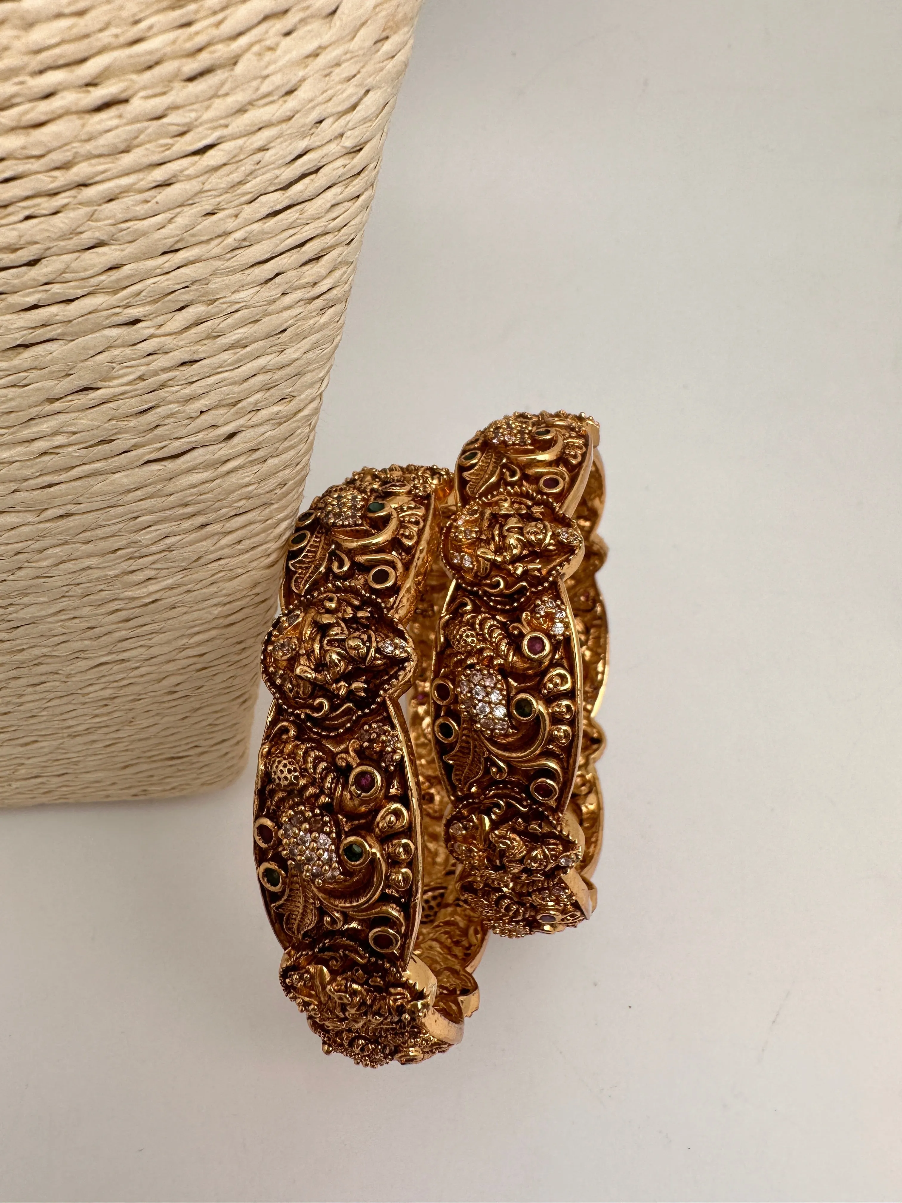 Goddess Lakshmi Peacock Nakshi Matte Finish Bangles