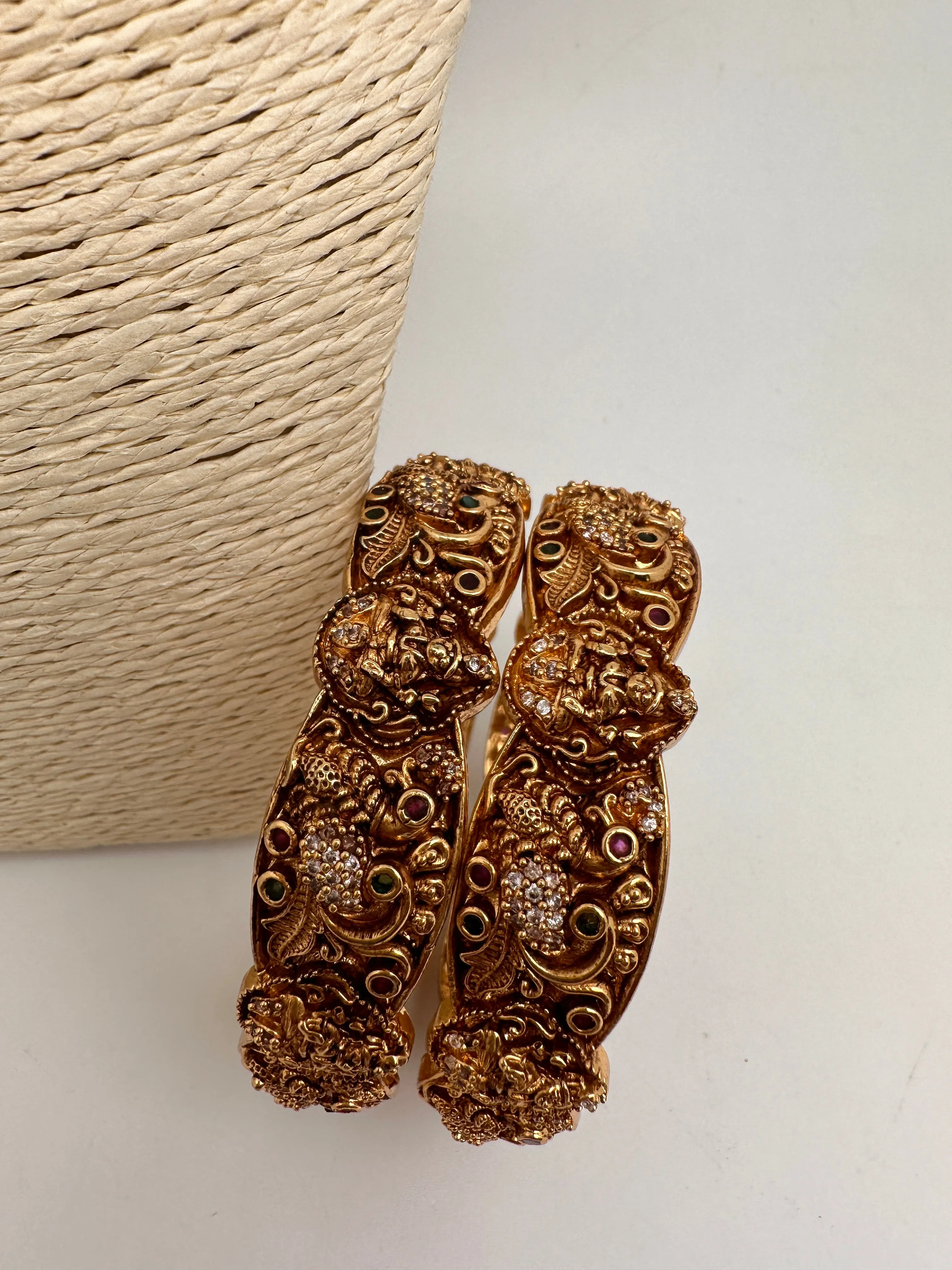 Goddess Lakshmi Peacock Nakshi Matte Finish Bangles