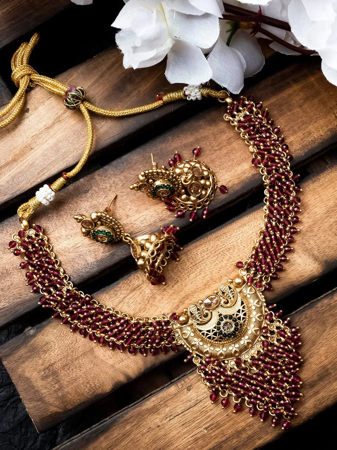 Gold Plated Ruby Hydra Necklace Set