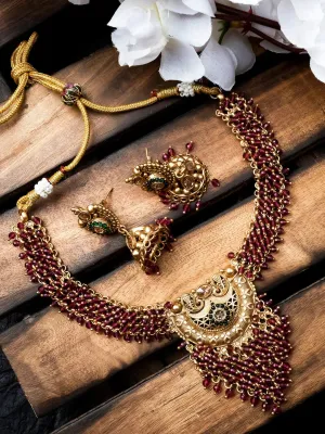 Gold Plated Ruby Hydra Necklace Set