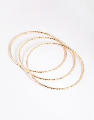 Gold Textured Bangle Pack