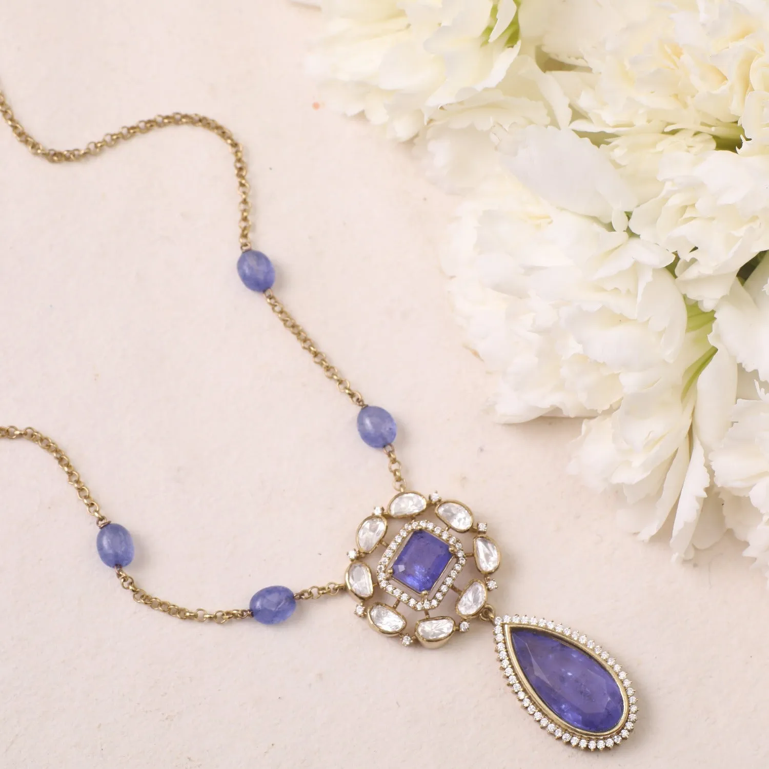 Gulzar Moissanite and Gemstone Silver Pendant Necklace