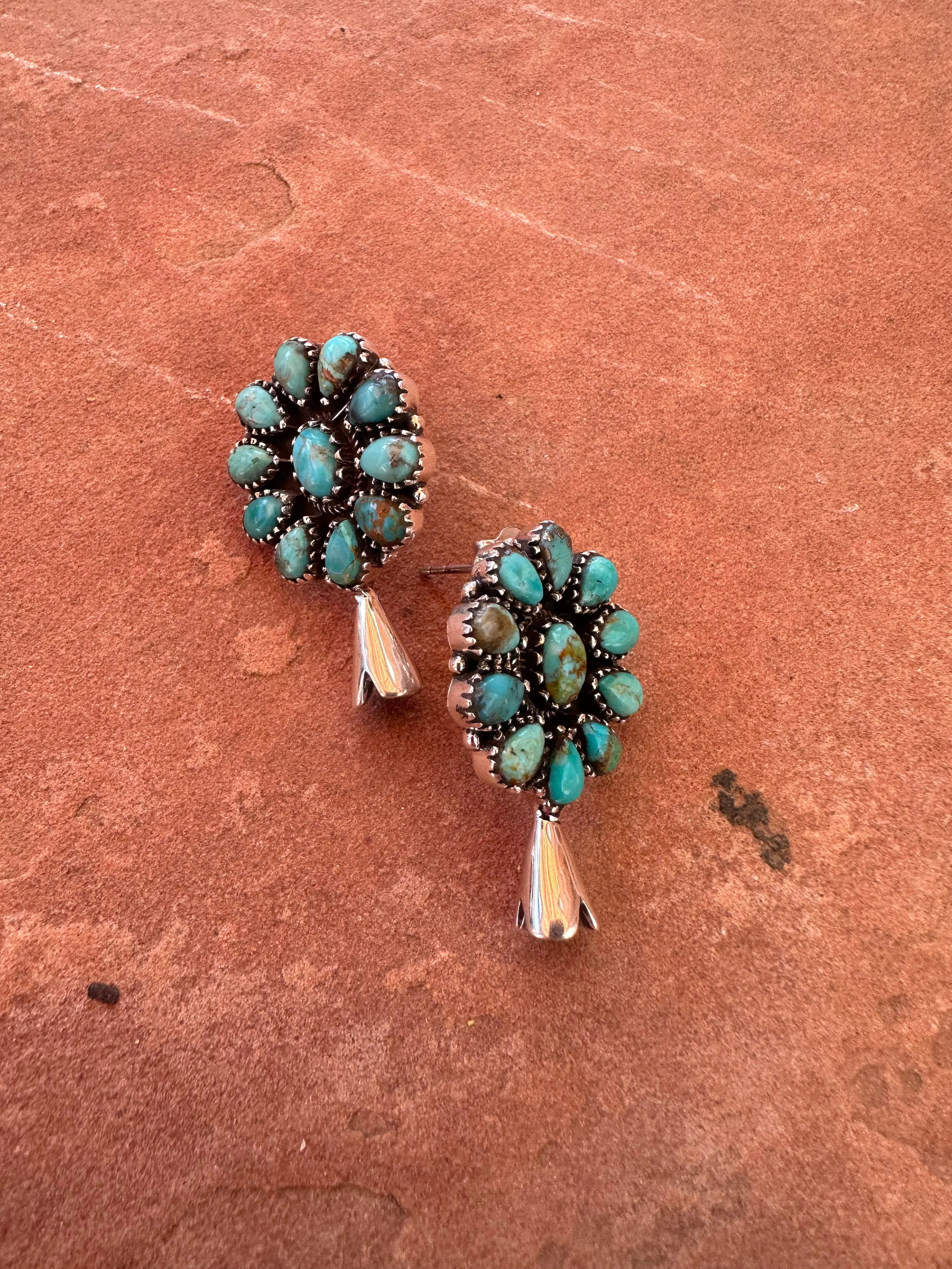 Handmade Sterling Silver & Turquoise Blossom Post Earrings