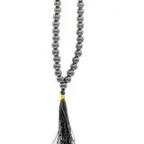 Hematite Gemstone Beaded Necklace with Tassel