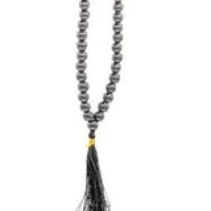 Hematite Gemstone Beaded Necklace with Tassel