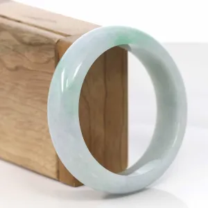 High-Quality Lavender-Green Natural Burmese Wider Jadeite Jade Bangle (57.46 mm) #430
