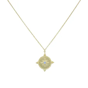 Isabelle Compass Gold Rainbow Moonstones Necklace