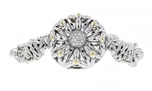 Italian sterling silver bracelet with 0.30ct diamonds and solid 14K yellow gold accents