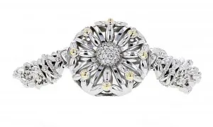 Italian sterling silver bracelet with 0.30ct diamonds and solid 14K yellow gold accents
