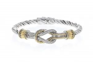 Italian Sterling Silver Open Knot Bracelet with 0.45ct diamonds and 14K solid yellow gold accents