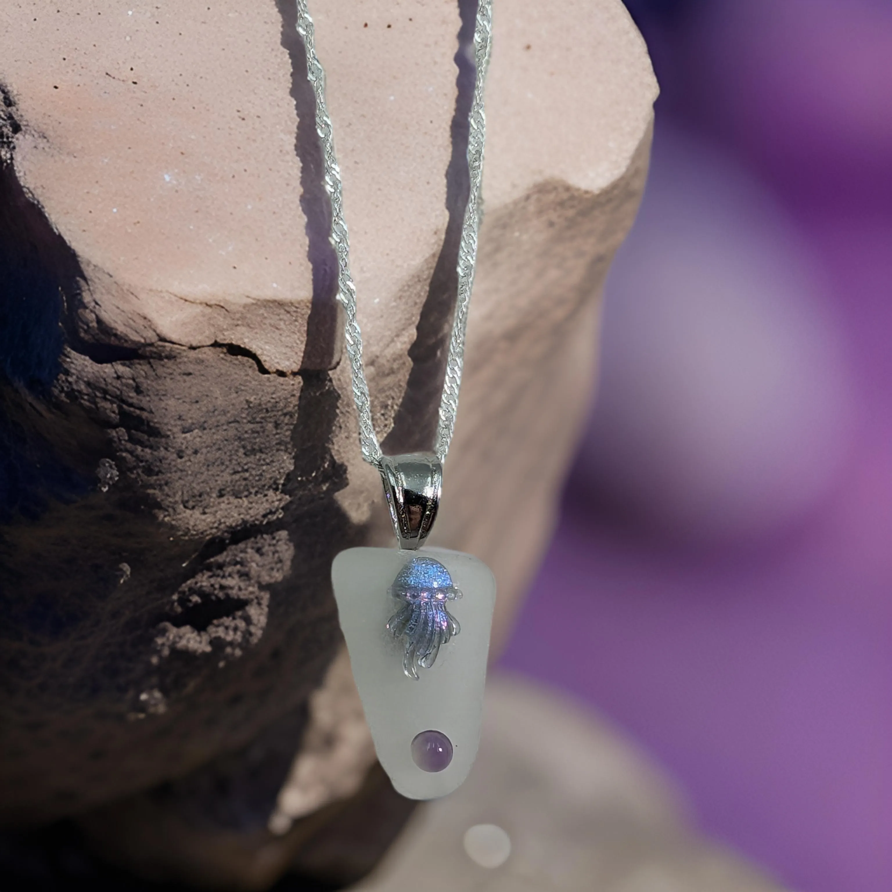 Jellyfish - Sea glass - Necklace